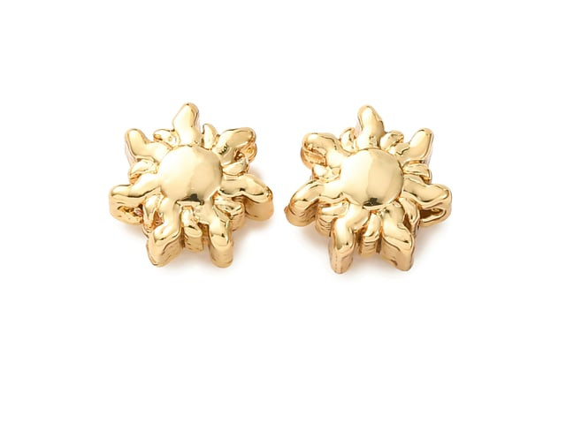 18K Gold-Plated Brass Sun Bead 8x7.5mm