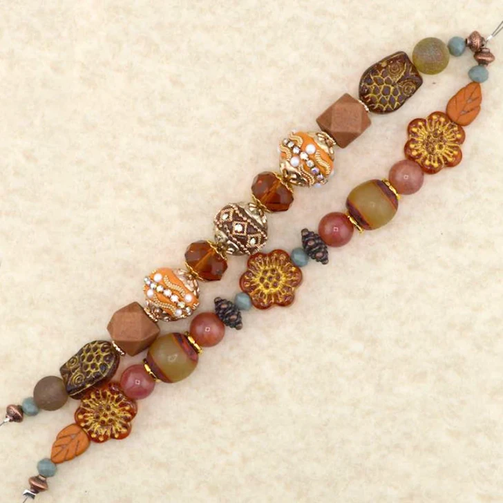 Jesse James Beads Autumnal Boho Clay Bead Strand Duo - Let's Go Pumpkin Picking
