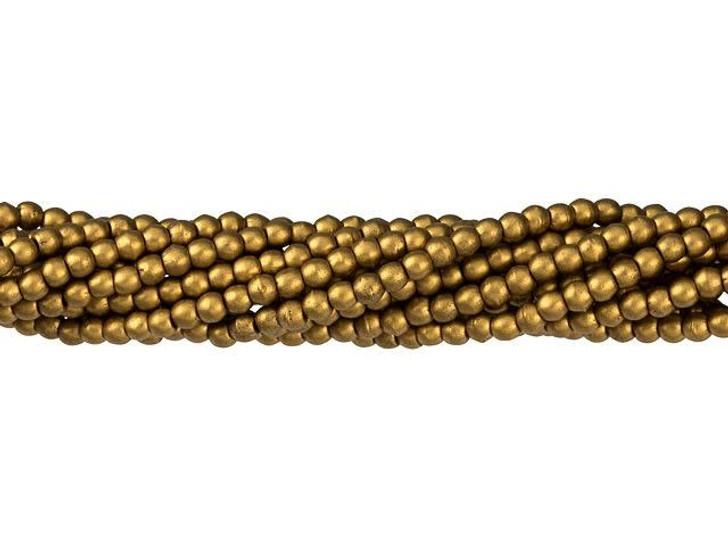 Czech Glass 2mm Matte Metallic Antique Gold Round Bead Strand by Starman