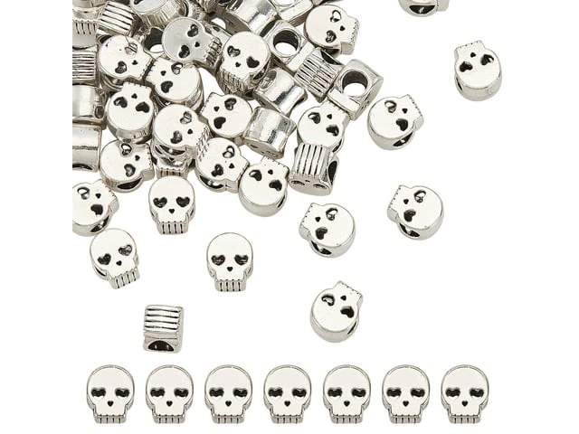 Antique Silver Skull European Bead 10x8mm