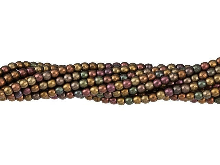 Czech Glass 2mm Matte Metallic Bronze Iris Round Bead Strand by Starman