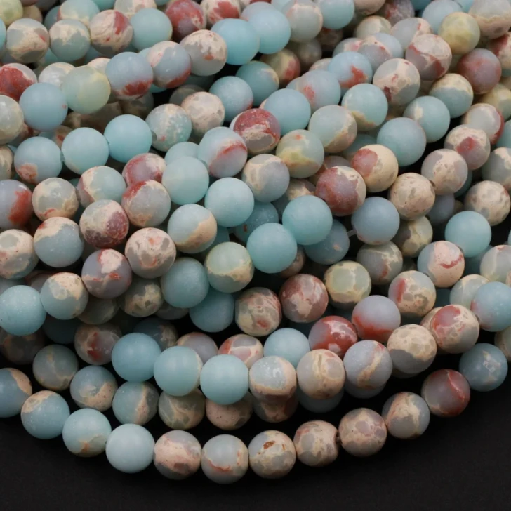 Matte Impression Jasper 4mm Smooth Round Bead Strand