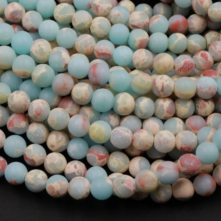 Matte Impression Jasper 8mm Smooth Round Bead Strand