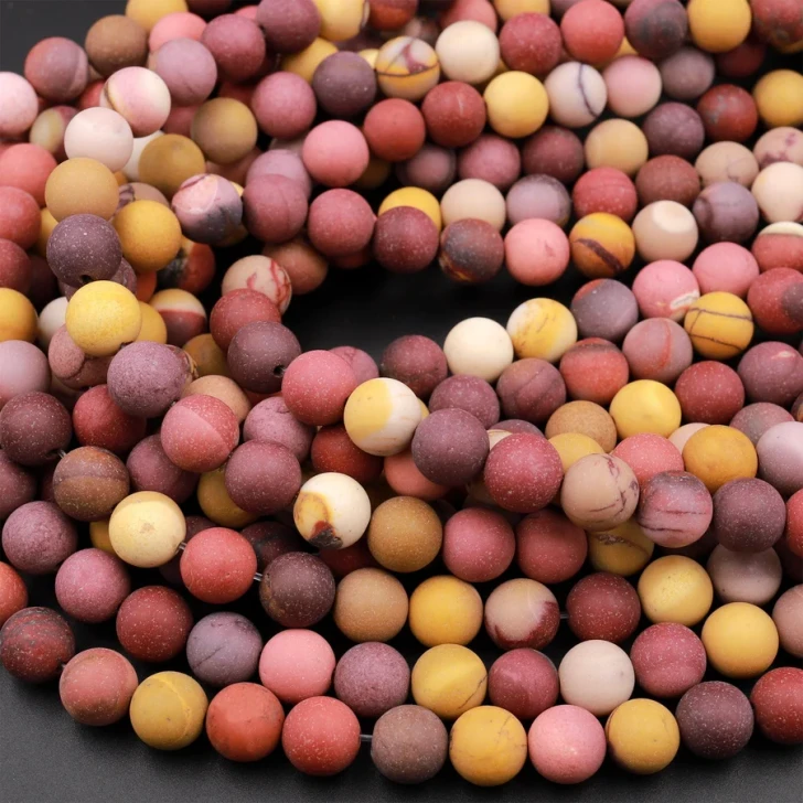 Natural Matte Australian Mookaite Jasper 4mm Smooth Round Bead Strand
