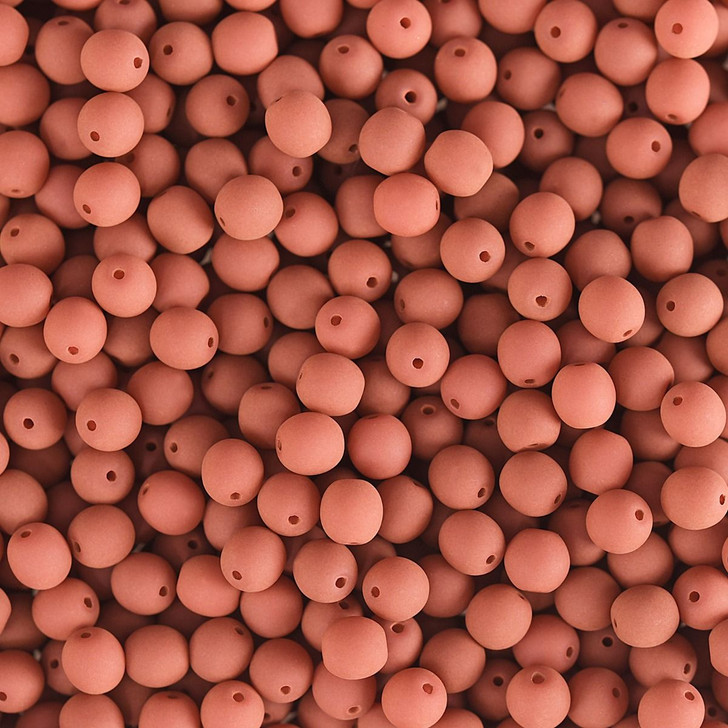 PRECIOSA Czech Glass Bead Strand 4mm, Velvet Soft Coral 