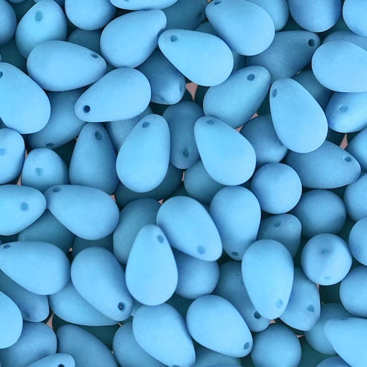 PRECIOSA Czech Glass Drop Bead Strand 6x9mm, Velvet Sky Blue