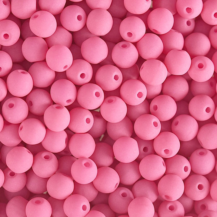 PRECIOSA Czech Glass Bead Strand 6mm, Velvet Soft Pink