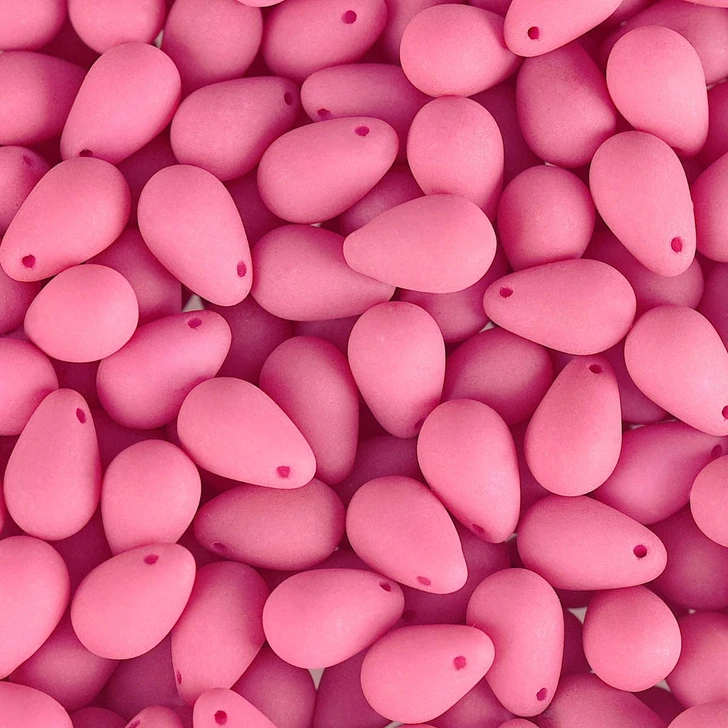 PRECIOSA Czech Glass Drop Bead Strand 6x9mm, Velvet Soft Pink
