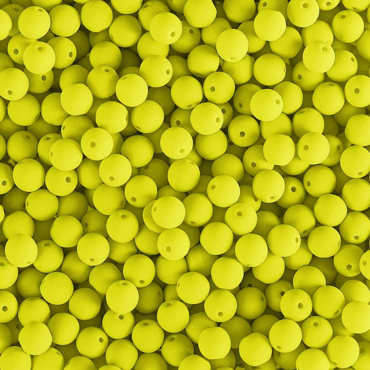 PRECIOSA Czech Glass Bead Strand 4mm, Velvet Neon Yellow 