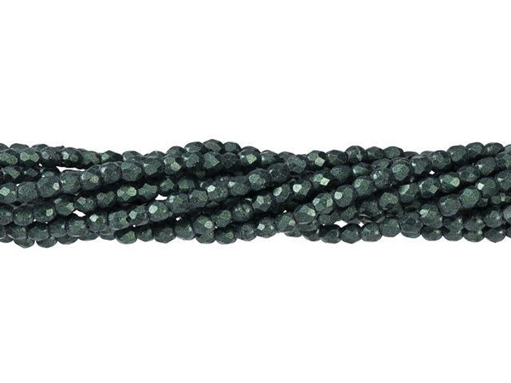 Czech Glass 2mm Metallic Suede Dark Forest Fire-Polish Bead Strand by Starman