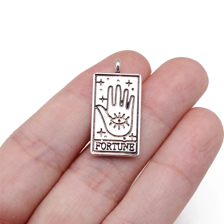 Tibetan-Style Tarot Pendant - The Fortune 26x13mm (1 Piece)