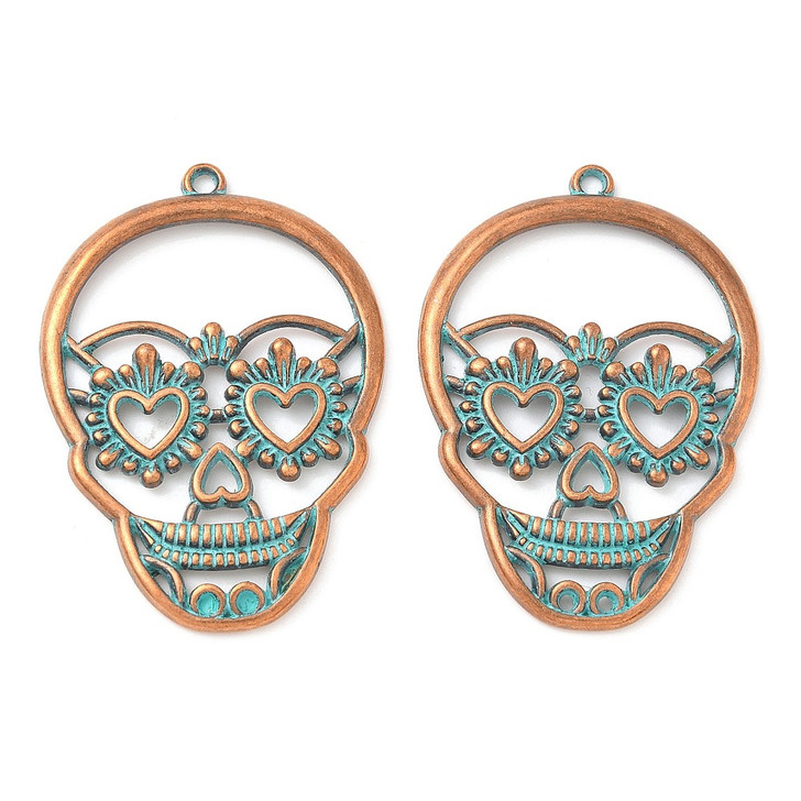 Patina Skull Pendant 45x31.5mm (1 Piece)