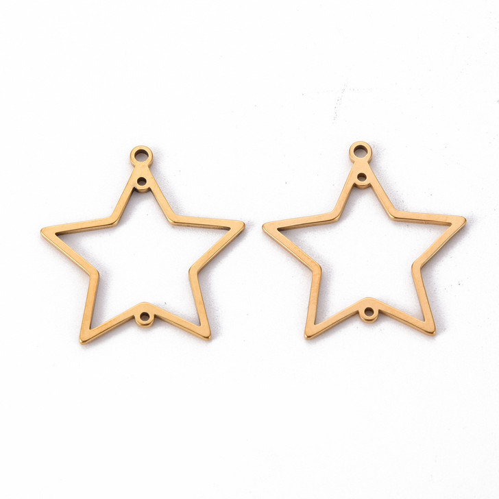 Gold Finish Celestial Open Star Multi-Link Connector (2 Pieces)