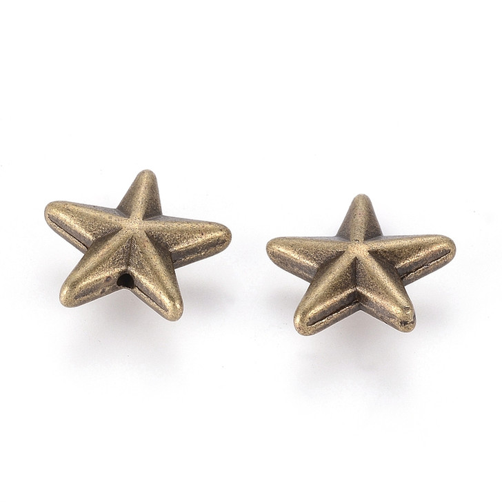 Antique Bronze Star Bead 12mm (4 Pieces)
