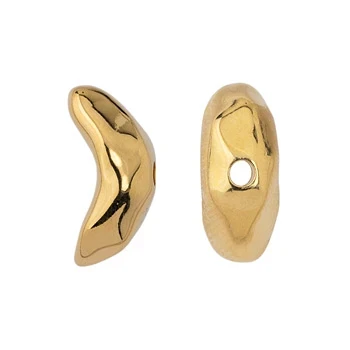 24K Gold-Plated Organic Crescent Large-Hole Bead with 2.5mm Hole
