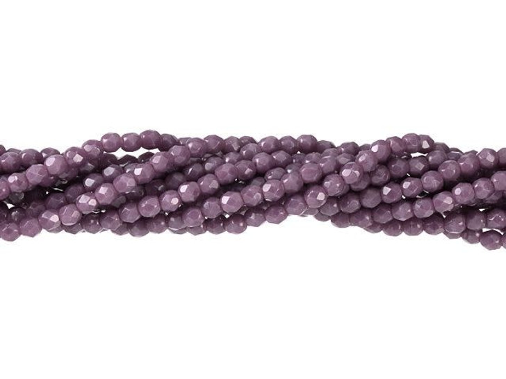 Czech Glass 2mm Opaque Purple Fire-Polish Bead Strand by Starman