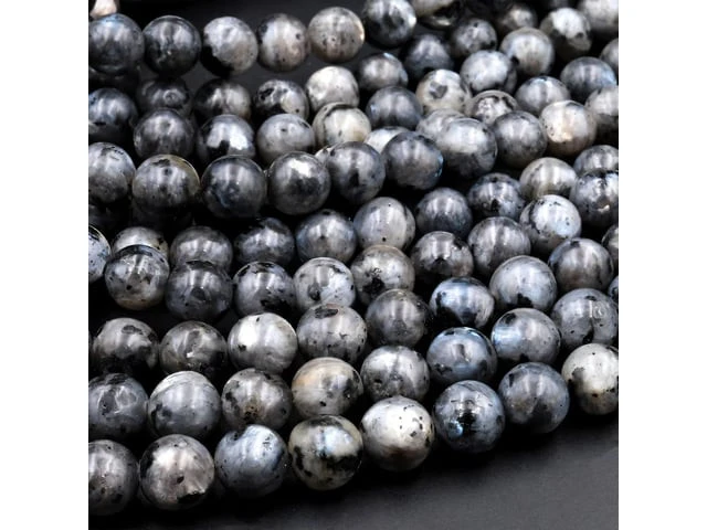 Larvikite (Norway Moonstone) 8mm Smooth Round Bead Strand - AAA Grade