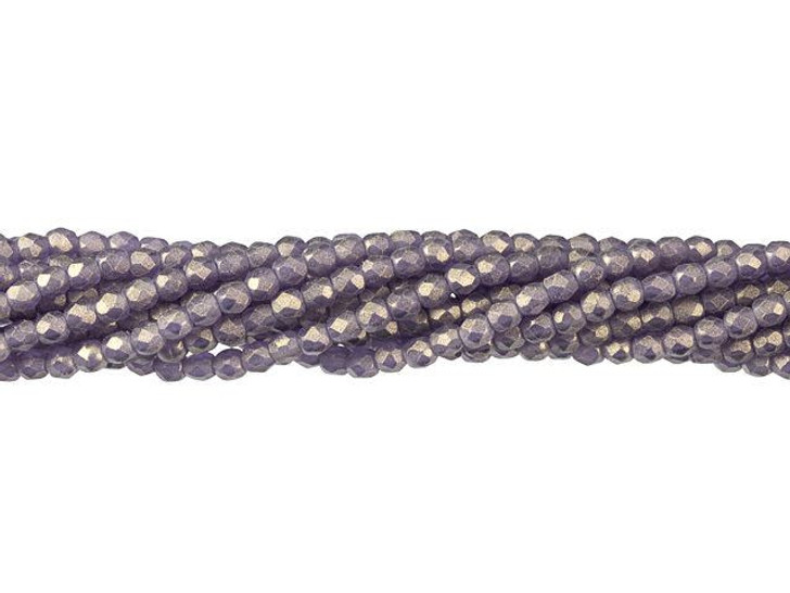 Czech Glass 2mm Sueded Gold Tanzanite Fire-Polish Bead Strand by Starman