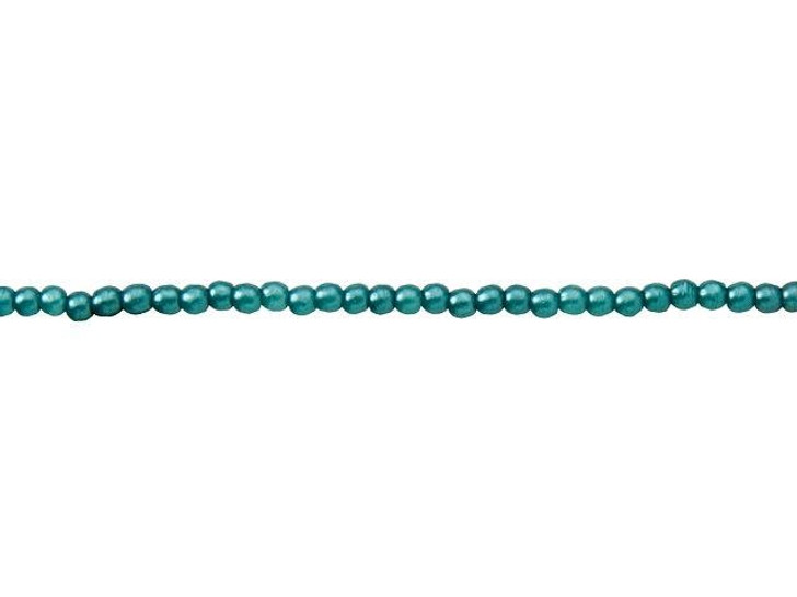 Czech Glass 2mm Teal Round Glass Pearl Bead Strand by Starman