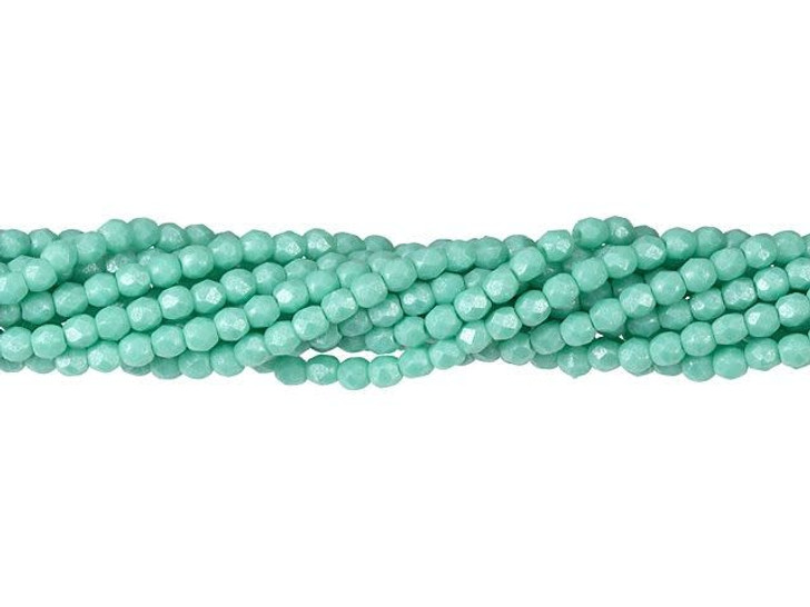 Czech Glass 2mm Turquoise Flash Pearl Fire-Polish Bead Strand by Starman