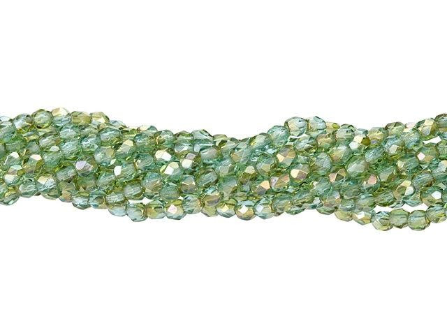Czech Glass 3mm Aquamarine - Celsian Fire-Polish Bead Strand by