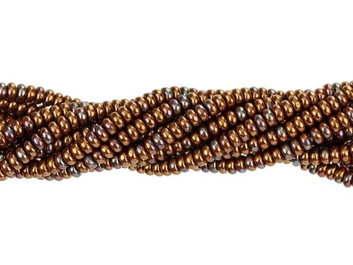 Czech Glass 3mm Bronze Luster Iris Opaque Red Rondelle Bead Strand by Starman