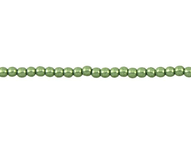 Czech Glass 3mm ColorTrends Saturated Metallic Greenery Round Bead Strand by Starman