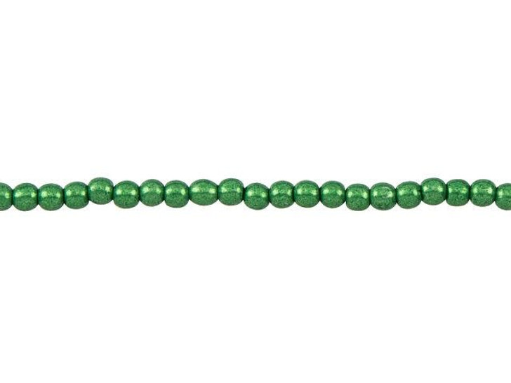 Czech Glass 3mm ColorTrends Saturated Metallic Kale Round Bead Strand by Starman