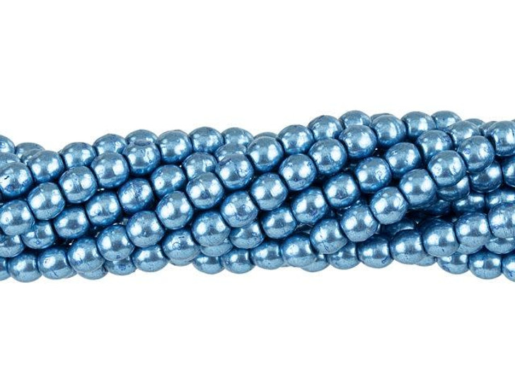 Czech Glass 3mm ColorTrends Saturated Metallic Little Boy Blue Round Bead Strand by Starman