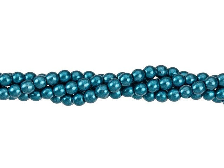 Czech Glass 6mm Round Druk Beads SATURATED METALLIC NEBULAS BLUE (Strand of  50)