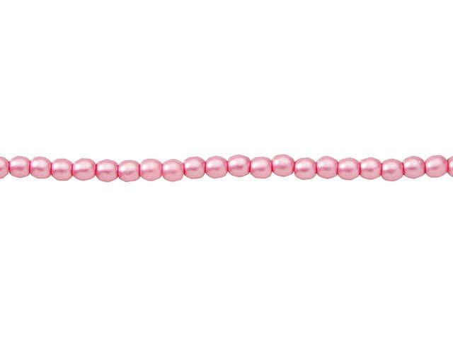 Czech Glass 3mm Flamingo Round Glass Pearl Bead Strand by Starman