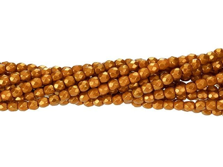 Czech Glass 3mm Halo Ethereal - Sandalwood Fire-Polish Bead Strand by Starman