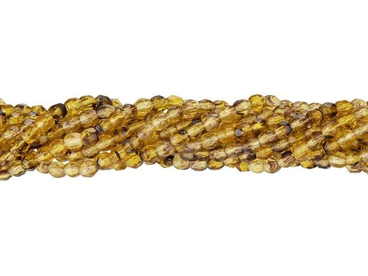 Czech Glass 3mm Lt Tortoise Fire-Polish Bead Strand by Starman