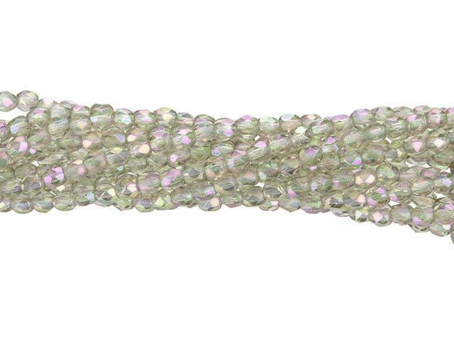 Czech Glass 3mm Luster Iris - Black Diamond Fire-Polish Bead Strand by Starman