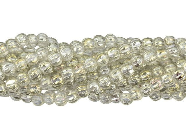 Czech Glass 3mm Luster Iris Black Diamond Melon Bead Strand by Starman
