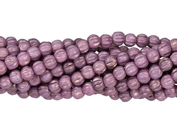 Czech Glass 3mm Luster Opaque Lilac Melon Bead Strand by Starman