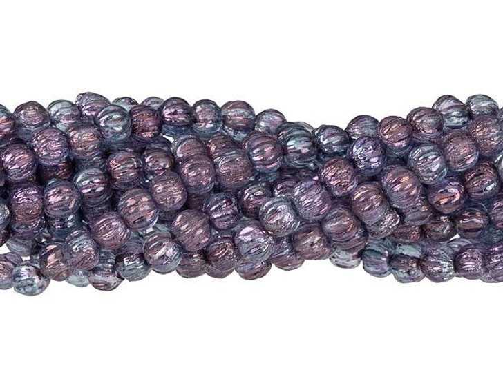 Czech Glass 3mm Luster Transparent Amethyst Melon Bead Strand by Starman