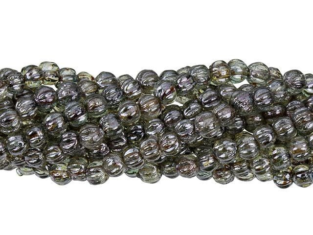 Czech Glass 3mm Luster Transparent Green Melon Bead Strand by Starman