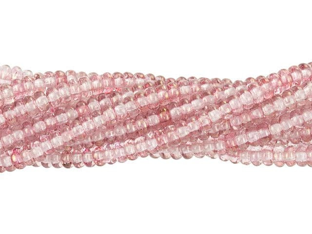 Czech Glass 3mm Luster Transparent Topaz/Pink Rondelle Bead Strand by Starman