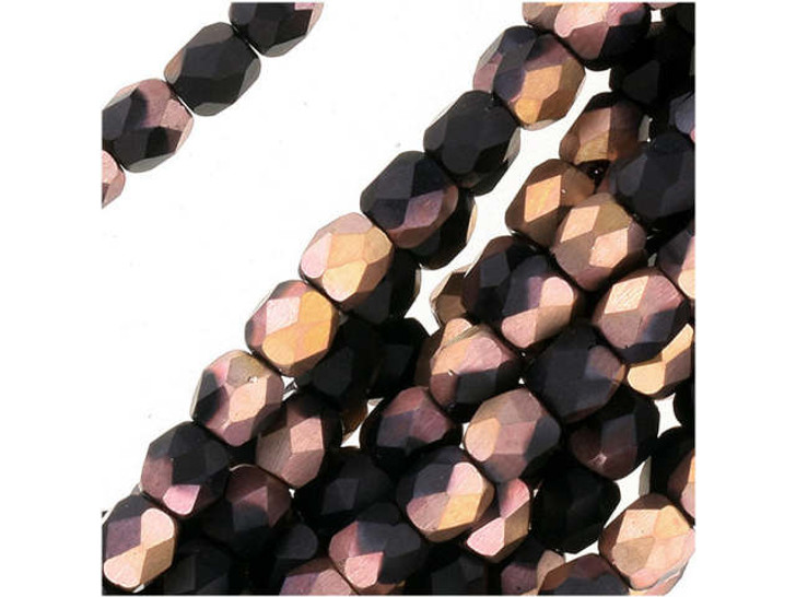 Czech Fire-Polish Bead 3mm Opaque Gold and Smoky Topaz Luster (50pc Strand)  by Starman