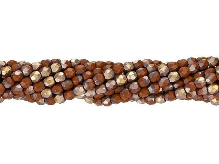 Czech Glass 3mm Matte - Apollo - Umber Fire-Polish Bead Strand by Starman