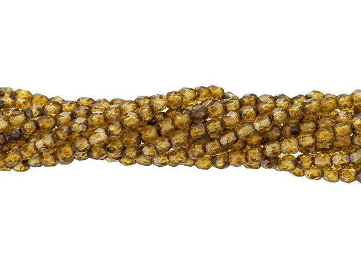 Czech Glass 3mm Matte - Crystal - Picasso Fire-Polish Bead Strand by Starman