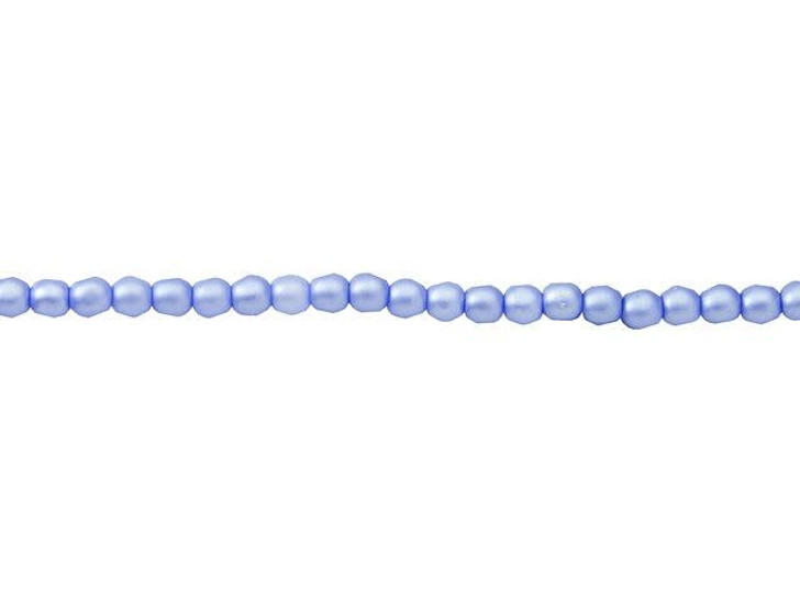 Czech Glass 3mm Matte Baby Blue Round Glass Pearl Bead Strand by Starman
