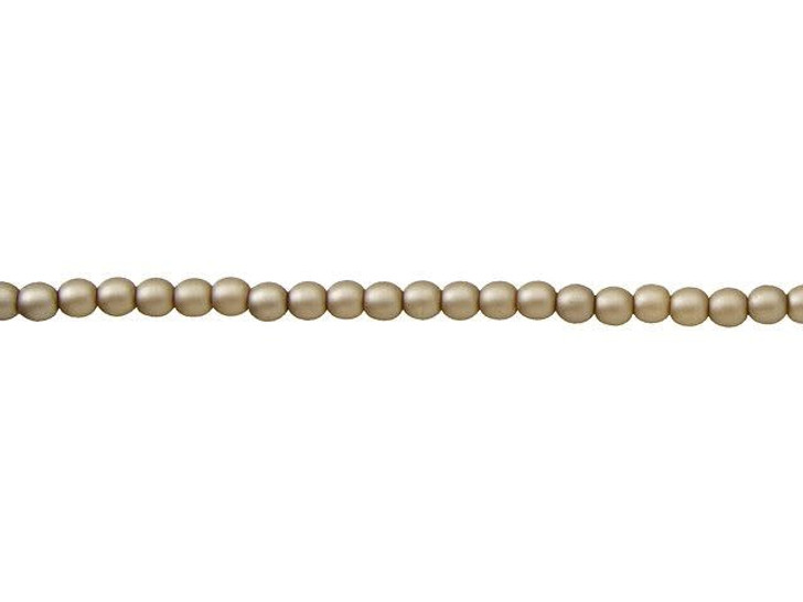 Czech Glass 3mm Matte Brown Sugar Round Glass Pearl Bead Strand by Starman