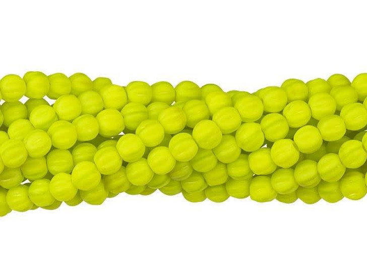 Czech Glass 3mm Matte Chartreuse Melon Bead Strand by Starman