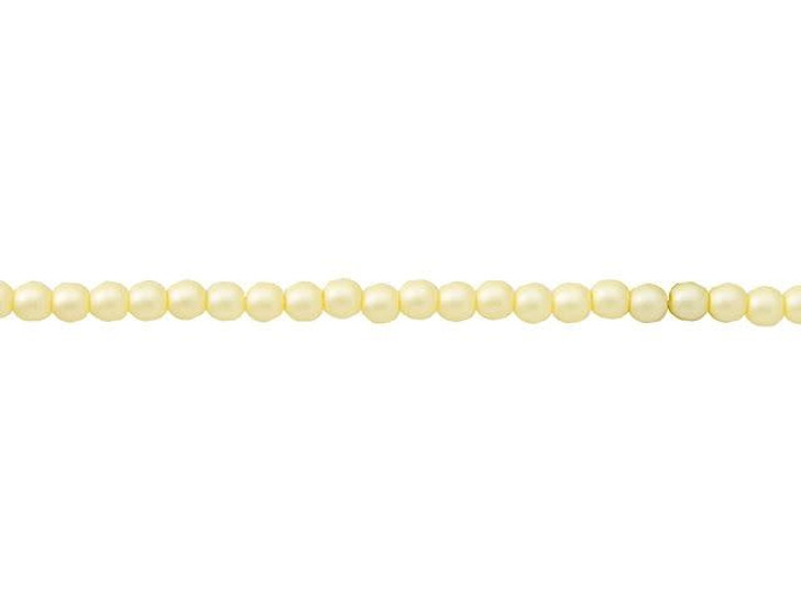 Czech Glass 3mm Matte Cream Round Glass Pearl Bead Strand by Starman