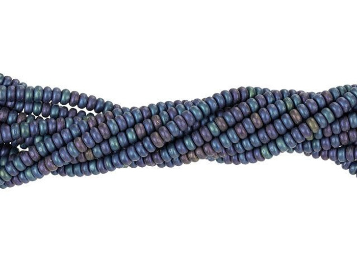 Czech Glass 3mm Matte Iris Blue Rondelle Bead Strand by Starman
