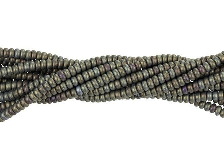 Czech Glass 3mm Matte Iris Brown Rondelle Bead Strand by Starman