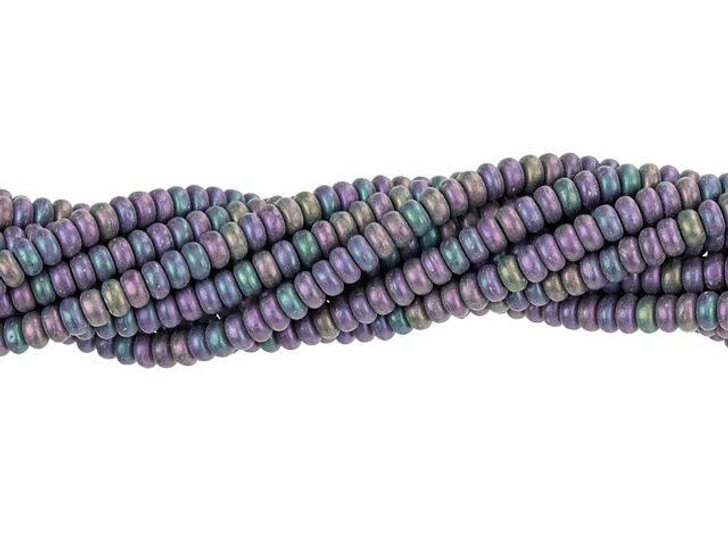 Czech Glass 3mm Matte Iris Purple Rondelle Bead Strand by Starman