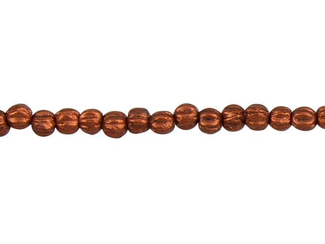 Czech Glass 3mm Matte Metallic Antique Copper Melon Bead Strand by Starman